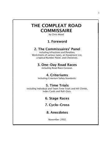 THE COMPLEAT ROAD COMMISSAIRE - Alberta Bicycle Association