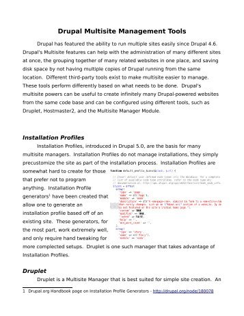 Drupal Multisite Management Tools