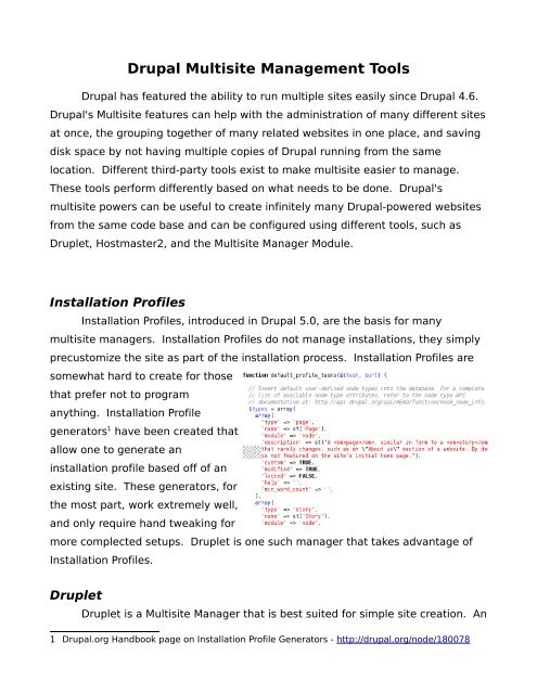 Drupal Multisite Management Tools