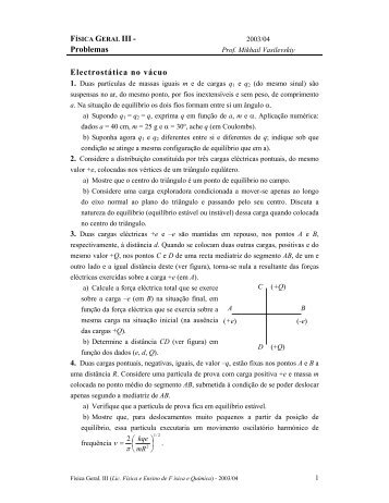 Problemas Electrostática no vácuo