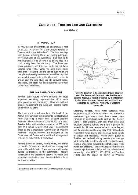 Dealing with salinity in Wheatbelt Valleys - Department of Water