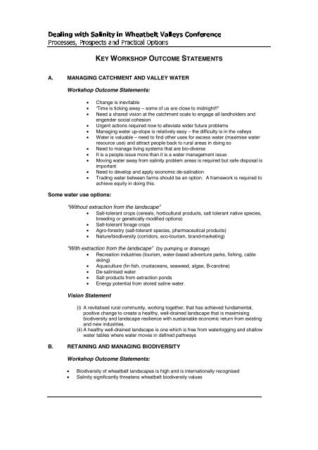 Dealing with salinity in Wheatbelt Valleys - Department of Water