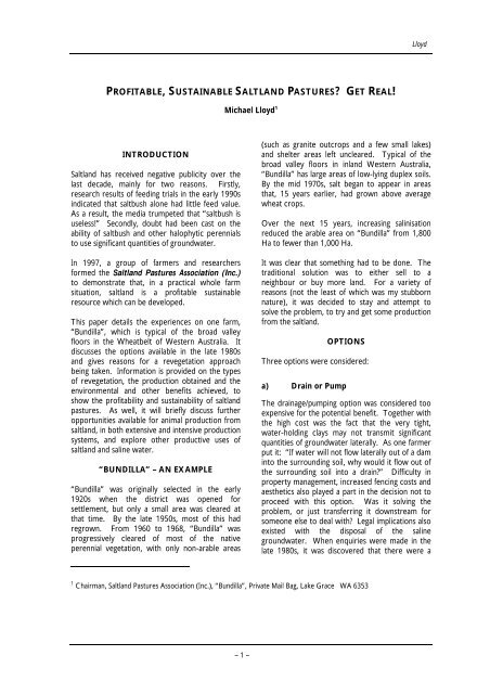 Dealing with salinity in Wheatbelt Valleys - Department of Water