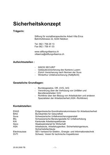 Sicherheitskonzept - Stiftung Villa Erica