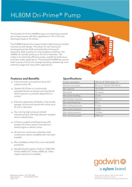 HL80M Dri-Prime® Pump - Godwin Pumps