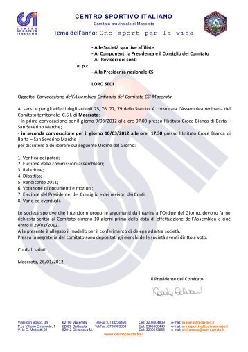 1 Comunicato Ufficiale n. 24 Calcio a 5 - CSI Macerata