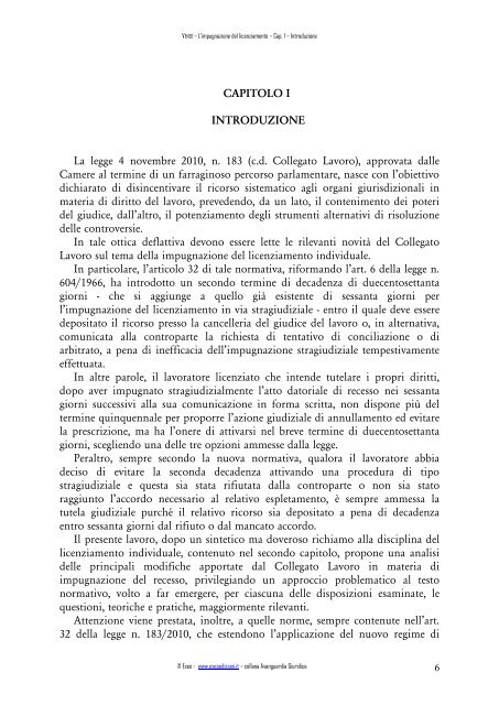 L'impugnazione del licenziamento alla luce del Collegato ... - Exeo