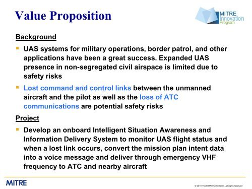 Intelligent UAS Situation Awareness and Information Delivery - Mitre