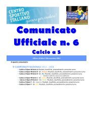 Comunicato Ufficiale n. 6 Calcio a 5 - CSI Macerata