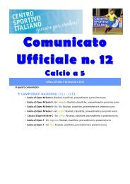 Comunicato Ufficiale n. 12 Calcio a 5 - CSI Macerata