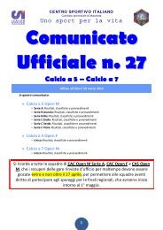 1 Comunicato Ufficiale n. 27 Calcio a 5 - CSI Macerata