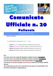 Comunicato Ufficiale n. 20 Pallavolo - CSI Macerata