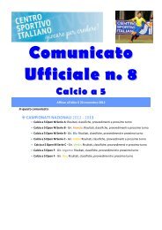 Comunicato Ufficiale n. 8 Calcio a 5 - CSI Macerata