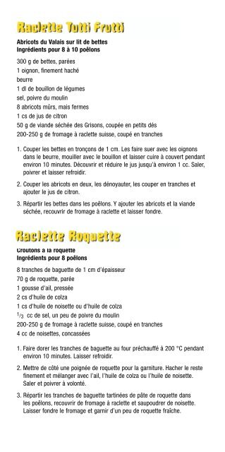 Raclette BroschŁre/F - Raclette Suisse