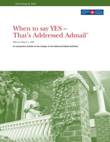When to say YES – That's Addressed Admail™ - Canada Post