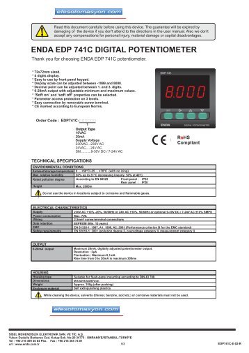 ENDA EDP 741C DIGITAL POTENTIOMETER - efes otomasyon