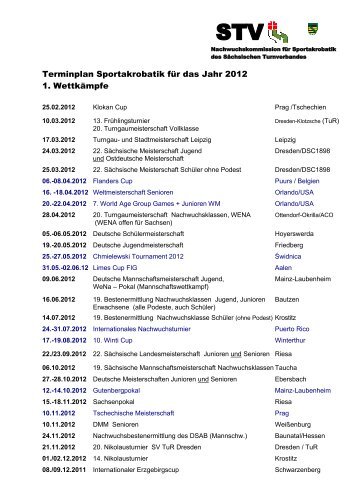 Terminplan Sportakrobatik fÄr das Jahr 2012 1. WettkÅmpfe - SAV ...