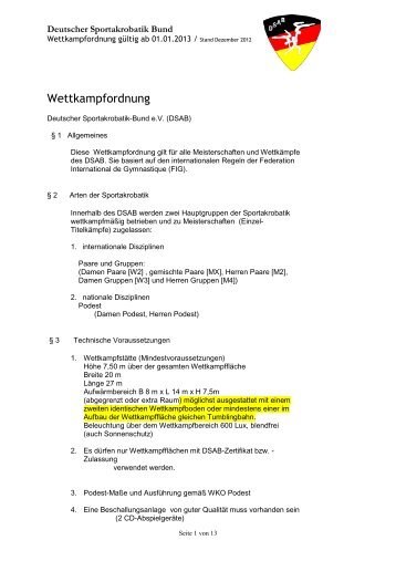 Wettkampfordnung des DSAB 2013 - SAV-Schwarzenberg