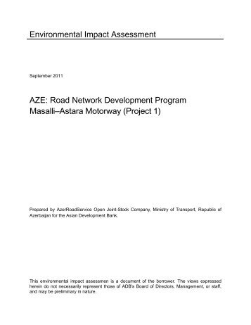 Road Network Development Program Masalli–Astara Motorway