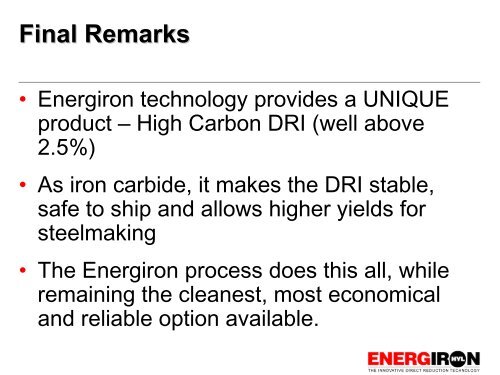 High Carbon DRI - The Future for Both Captive and ... - Tenova