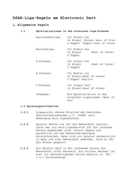 DSAB-Liga-Regeln am Electronic Dart - Home - laboom-dorfen.de