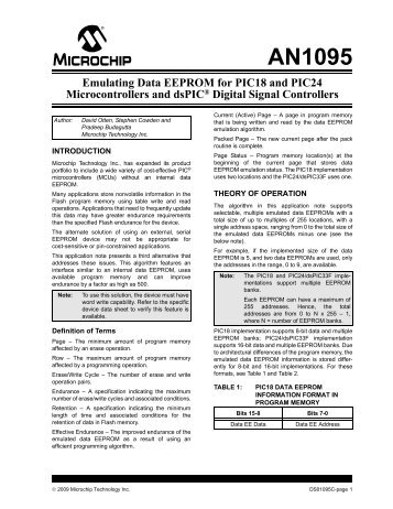 AN1095, Emulating Data EEPROM for PIC18/PIC24 MCUs - Microchip