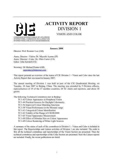 ACTIVITY REPORT DIVISION 1 - cie