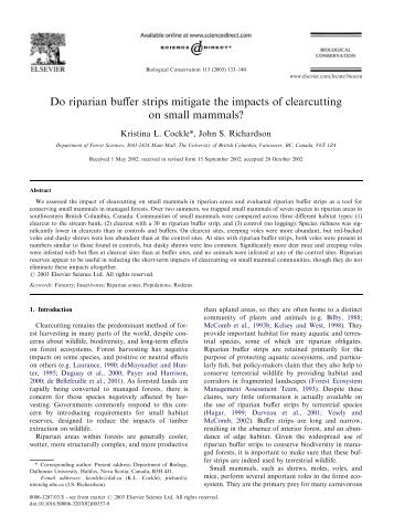 Do riparian buffer strips mitigate the impacts of clearcutting on small ...