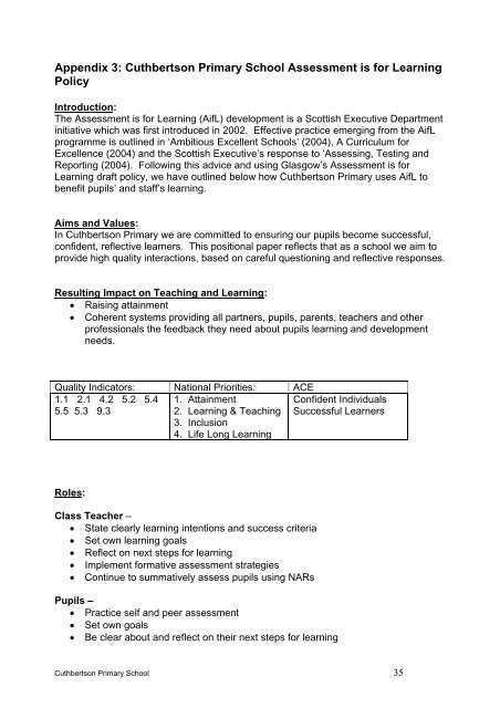 Cuthbertson Primary School Handbook - Glasgow City Council ...