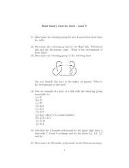 Knot theory exercise sheet - week V (1) Determine the colouring ...