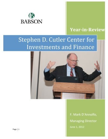 Stephen D. Cutler Center for Investments and ... - Babson College