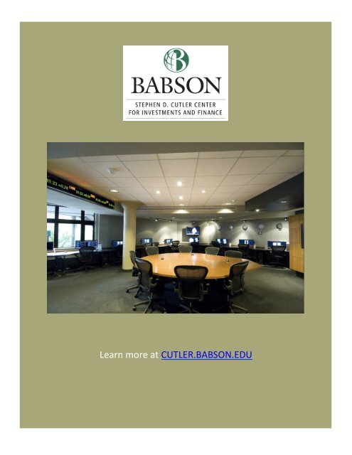 Stephen D. Cutler Center for Investments and ... - Babson College