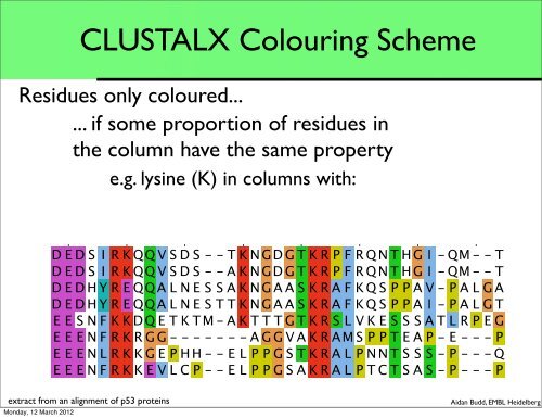 CLUSTALX Colouring Scheme - EMBL