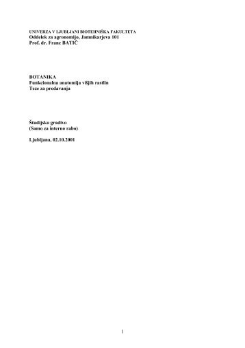 pdf, 431 KB - Biotehniška fakulteta - Univerza v Ljubljani