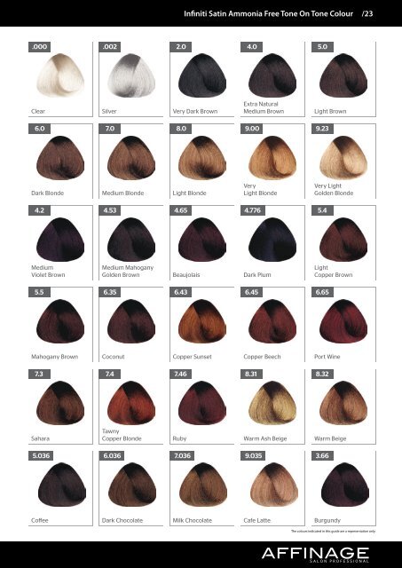 Affinage Infiniti Hair Colour Chart