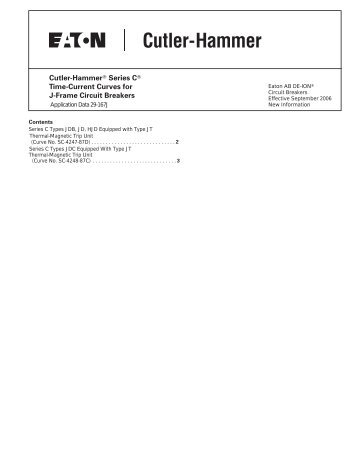Cutler-Hammer Series C Time-Current Curves for J-Frame Circuit ...