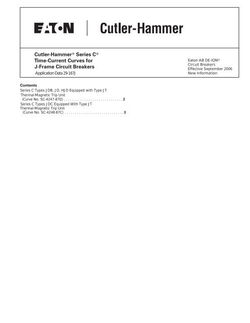Cutler-Hammer Series C Time-Current Curves for J-Frame Circuit ...