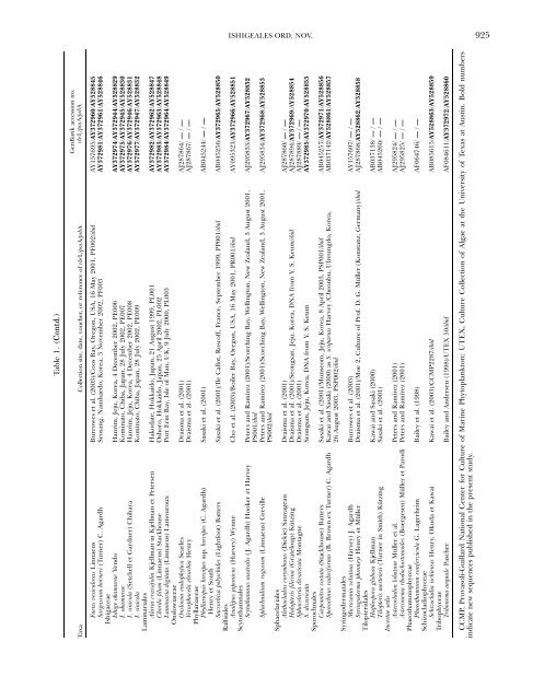 A NEW BROWN ALGAL ORDER, ISHIGEALES (PHAEOPHYCEAE ...