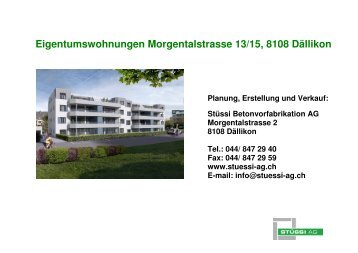 MFH Überbauung Morgentalstrasse 13/15, 8108 Dällikon - Stüssi AG