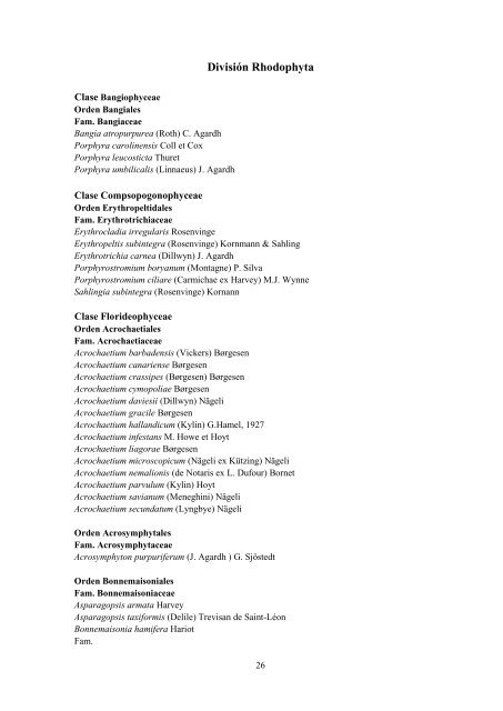 Listado preliminar de especies marinas de Canarias - SeaweedAfrica