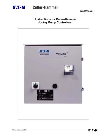 Instructions for Cutler-Hammer Jockey Pump Controllers