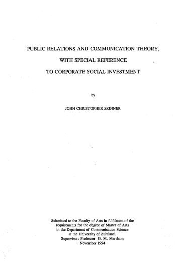 Public relations and communication theory, with - University of ...