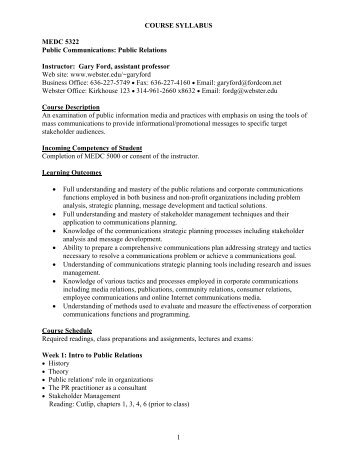 1 COURSE SYLLABUS MEDC 5322 Public Communications: Public ...