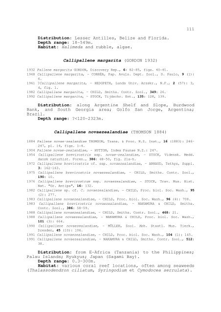 world catalogue and bibliography of the recent pycnogonida