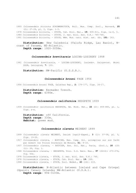 world catalogue and bibliography of the recent pycnogonida