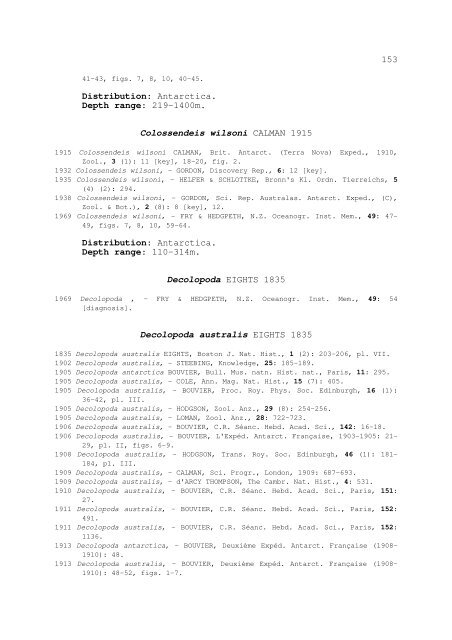 world catalogue and bibliography of the recent pycnogonida