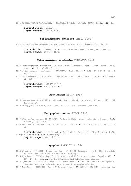 world catalogue and bibliography of the recent pycnogonida