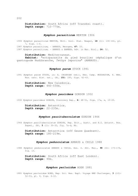 world catalogue and bibliography of the recent pycnogonida