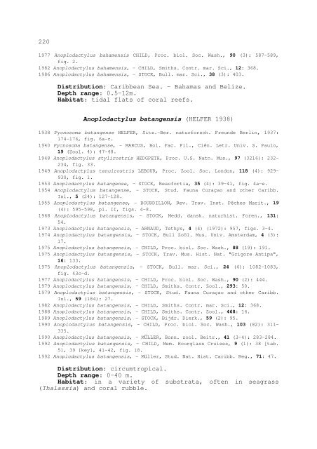 world catalogue and bibliography of the recent pycnogonida