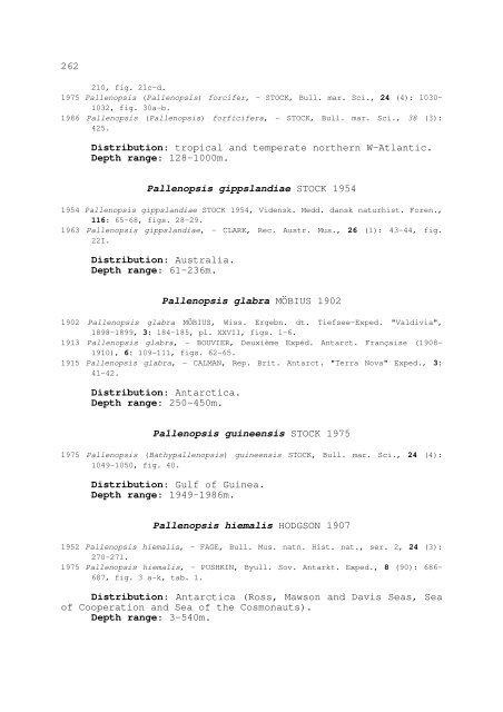 world catalogue and bibliography of the recent pycnogonida